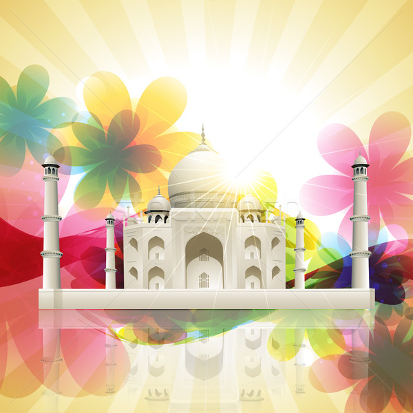 Taj Mahal gyönyörű vektor művészi virág égbolt Stock fotó © Pinnacleanimates