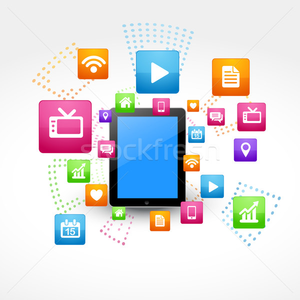 vector tablet with icons Stock photo © Pinnacleanimates