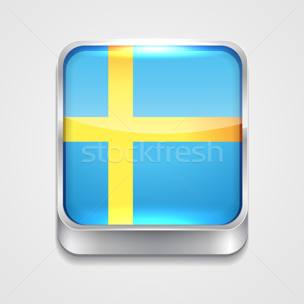 Bandera Suecia vector 3D estilo icono Foto stock © Pinnacleanimates