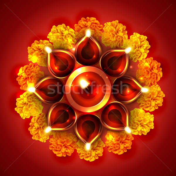  Beautiful diwali diya on background Stock photo © Pinnacleanimates