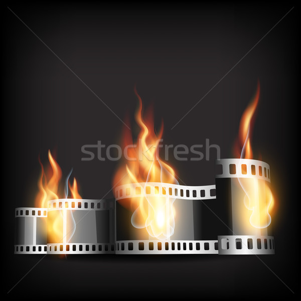 Rolo de filme vetor ardente estilo música fogo Foto stock © Pinnacleanimates