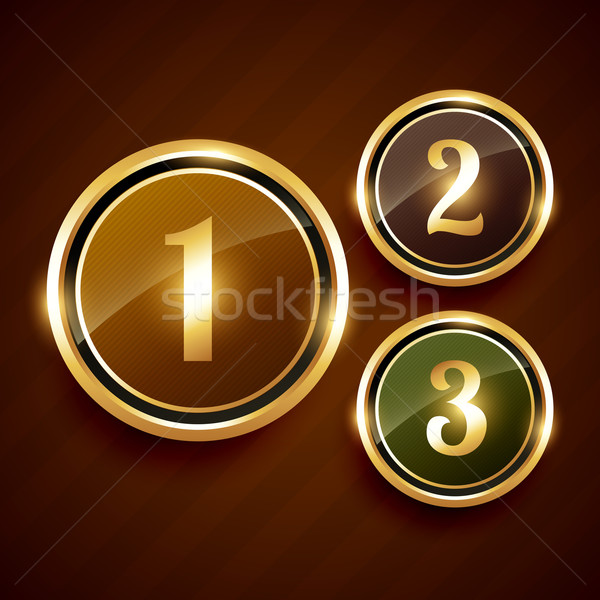 Arany legelső kettő három prémium vektor Stock fotó © Pinnacleanimates