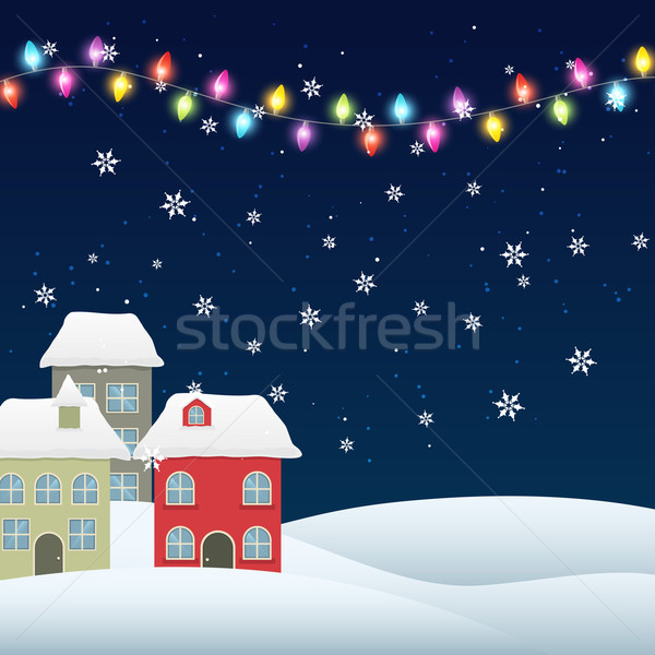 Christmas seizoen ontwerp vector winterseizoen stad Stockfoto © Pinnacleanimates