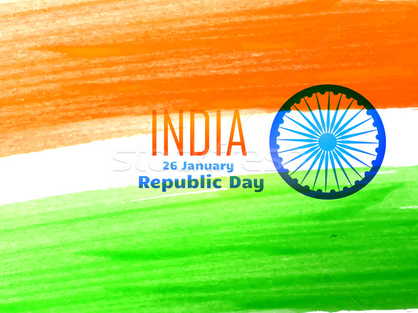 Stock photo: indian republic day flag design made with color strokes 