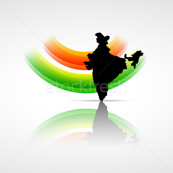 Stok fotoğraf: Bayrak · Hindistan · vektör · Hint · harita · soyut