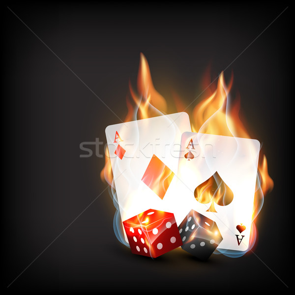 [[stock_photo]]: Casino · jouer · carte · cartes · à · jouer · brûlant · style
