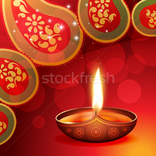 Stock foto: Schönen · Diwali · glücklich · Licht · Lampe · Karte