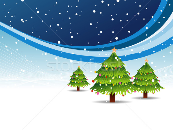 Christmas tree in snowy background Stock photo © Pinnacleanimates