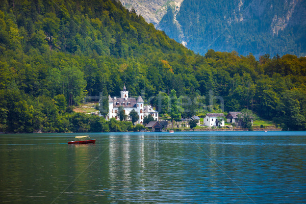 Castle on Hallstatt lake shore Stock photo © pixachi