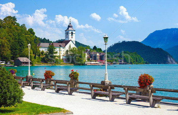 Ansicht Wasser See Österreich Natur Sommer Stock foto © pixachi