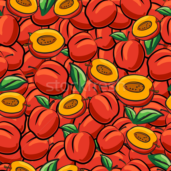 Peach fruits sketch drawing seamless background Stock photo © pixachi