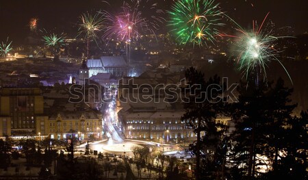 New Year fireworks in Brasov, Romania Stock photo © pixachi