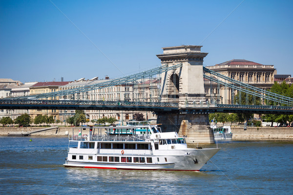 Cruise ships on Danube river in Budapest Stock photo © pixachi