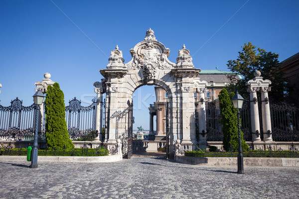 Old historical iron gate of Buda Castle in Budapest Stock photo © pixachi