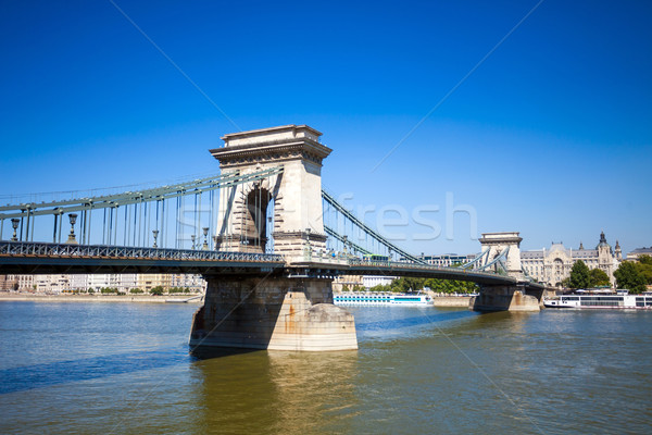цепь моста Дунай реке Будапешт Cityscape Сток-фото © pixachi
