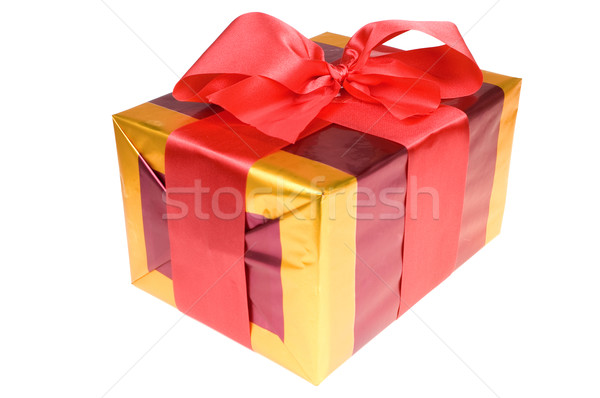 Present with red ribbon isolated on white background Stock photo © pixelman