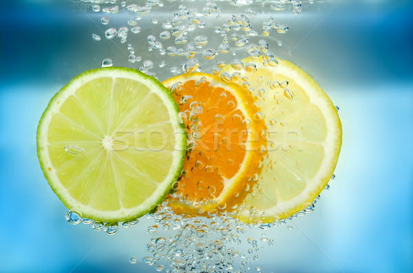 Stock foto: Scheibe · Wasser · Mandarine · Kalk · Zitrone