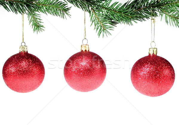 Noël décoration rouge verre balle isolé [[stock_photo]] © pixelman