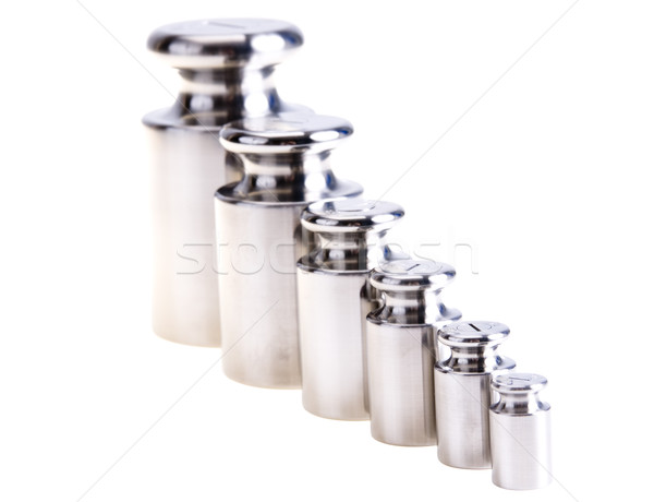 Calibration weight silver, isolated on white background Stock photo © pixelman