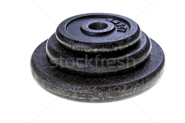 Schwarz Stahl Hantel einlegen gestapelt isoliert Stock foto © pixelman