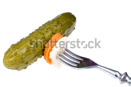  Pickled cucumber on a fork Stock photo © pixelman
