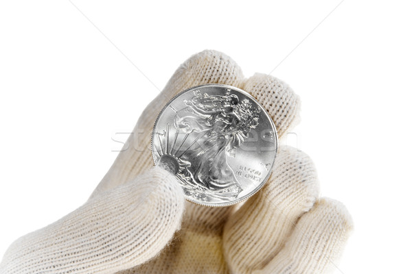Stock fotó: Ezüst · érme · beruházás · amerikai · sas · pénz
