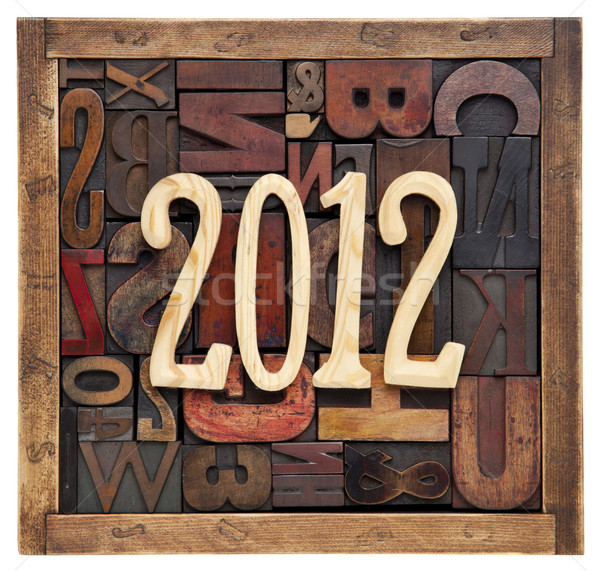 Jahr 2012 Buchdruck Typ unvollendet Holz Stock foto © PixelsAway