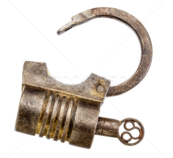 vintage  iron padlock isolated - opened Stock photo © PixelsAway