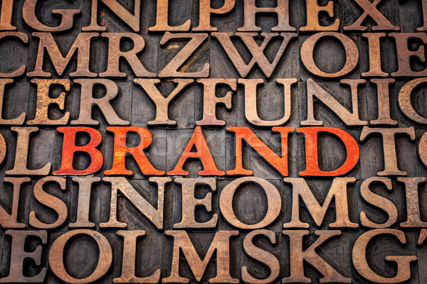 brand word abstract in wood type Stock photo © PixelsAway