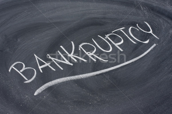 Stockfoto: Faillissement · woord · Blackboard · witte · krijt · handschrift