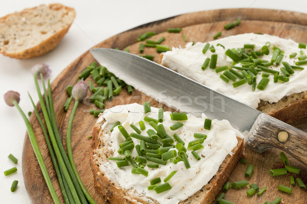 Brood room kaas bieslook geheel graan Stockfoto © PixelsAway