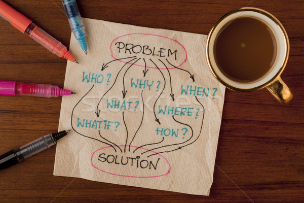 Problem Fragen Lösung Brainstorming Entscheidungsfindung grundlegende Stock foto © PixelsAway