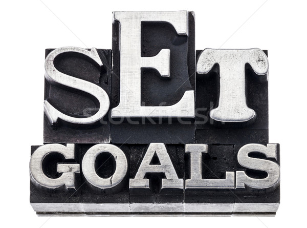 Stock photo: set goals in metal type