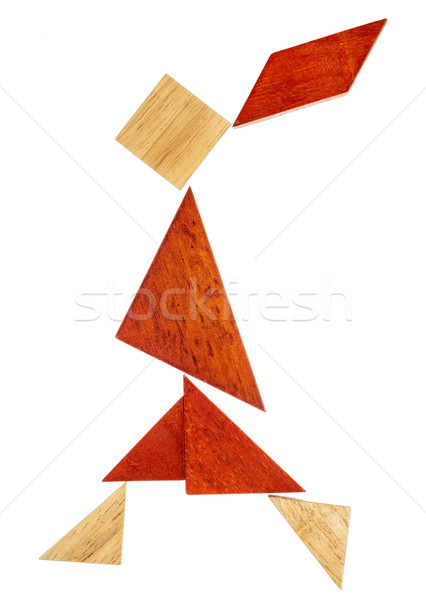 Stock photo: tangram walking girl figure