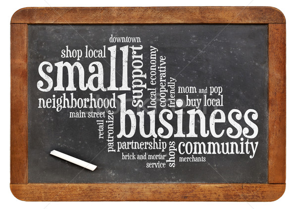 малый бизнес слово облако Vintage бизнеса белый доске Сток-фото © PixelsAway