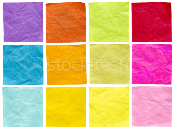 Stockfoto: Geïsoleerd · sticky · notes · ingesteld · twaalf · herinnering · merkt