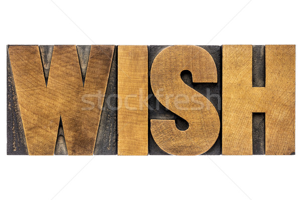 Kívánság szó tipográfia fa izolált Stock fotó © PixelsAway