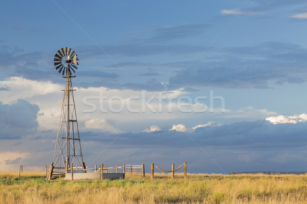 Wiatrak Colorado preria pompować bydła wody Zdjęcia stock © PixelsAway