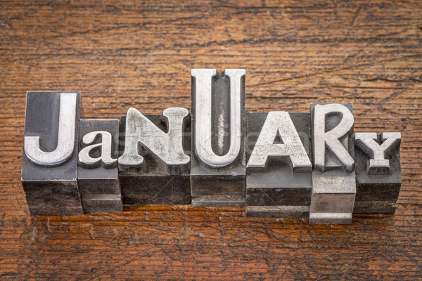 Stock photo: January month in metal type