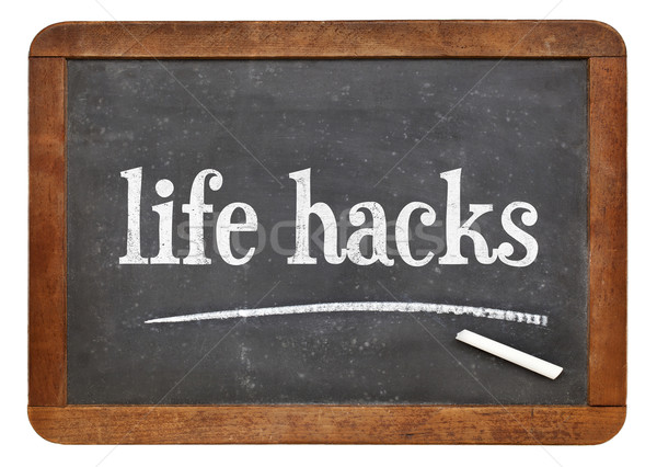 life hacks on balckboard Stock photo © PixelsAway