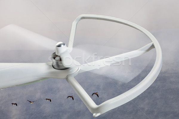 Propeller weiß neblig See Technologie Unschärfe Stock foto © PixelsAway