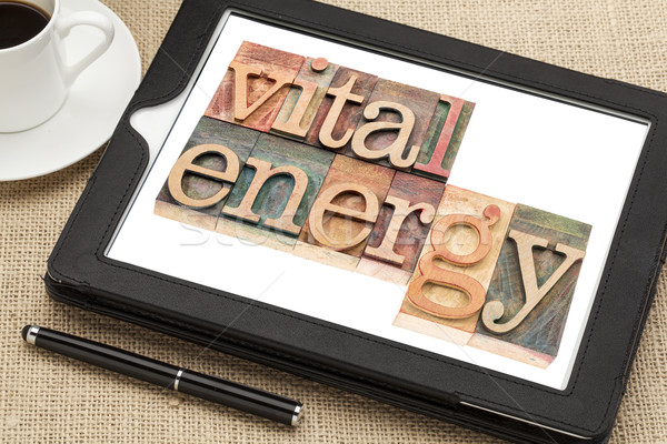 Foto stock: Vital · energia · tipografia · comprimido · texto