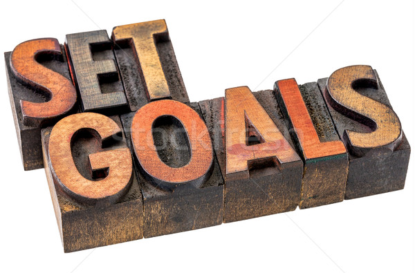 set goals abstract in wood type Stock photo © PixelsAway