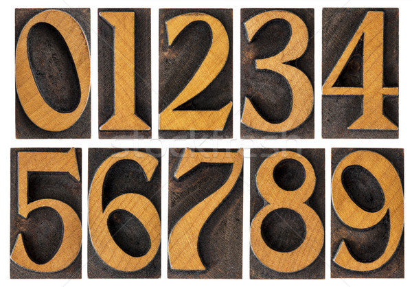 Stock photo: set of wood type numbers isolated