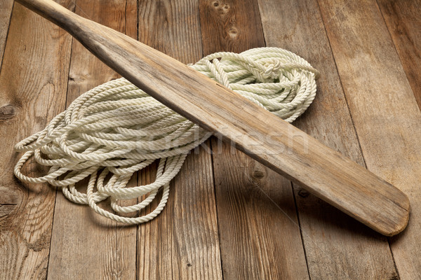 old oar and rope coil Stock photo © PixelsAway