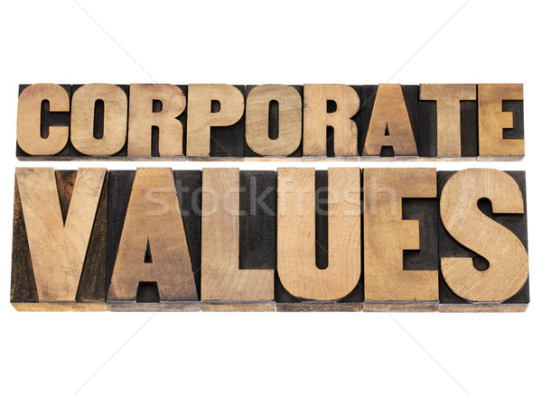 Foto stock: Corporativo · valores · madeira · tipo · negócio · ética