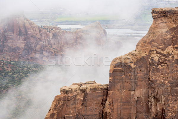 sandstone formations in fog Stock photo © PixelsAway