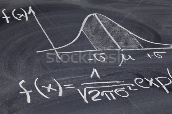 Foto stock: Campana · curva · pizarra · normal · distribución · ecuación