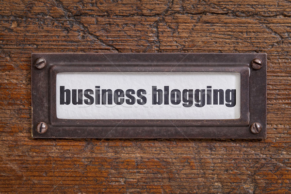 Business bloggen label bestand kabinet bronzen Stockfoto © PixelsAway