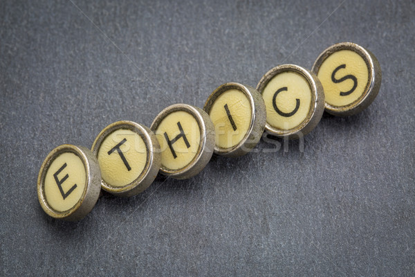 Stock photo: ethics word in  typewriter keys 